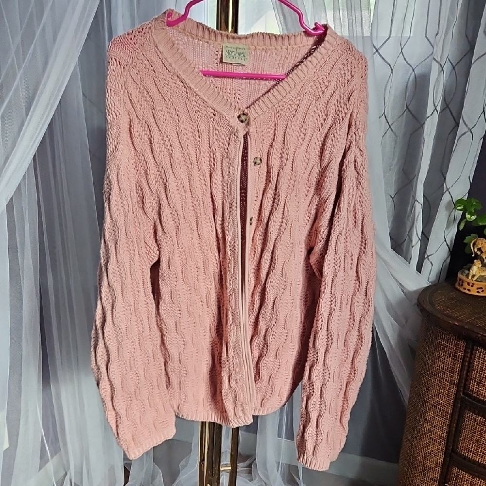 Cozy Pink Cable Knit Cardigan